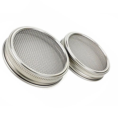 Highmoor Sprouting Jar Strainer Lid, Stainless Steel Strainer Sprouting Lid for Wide Mouth Mason, Ball, Canning Jars for Making Organic Sprout Seeds (2)