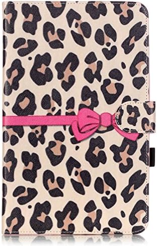 Anfire Samsung Galaxy Tab E 9.6 T560 Leather Flip Wallet Case Stand Case Premium PU Protective Card Slot Magnetic Buckle Design for Girl Romantic Scene Bow Tie Leopard
