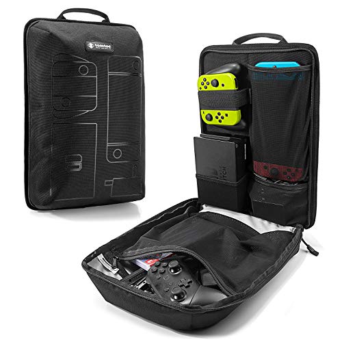 tomtoc Backpack Storage Travel Bag for Nintendo Switch Console & Pro Controller, Desk Dock, AC Adapter Charger, Original Lightweight Outdoor Carrying NS Gamers Accessory Sleeve Case Organizer