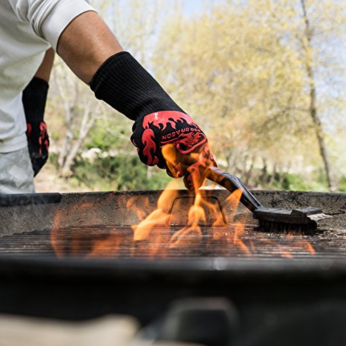 Extreme Heat Resistant Gloves - BBQ Gloves, Hot Oven Mitts, Charcoal Grill, Smoking, Barbecue Gloves for Grilling Meat Gloves, Insulated, Silicone Non-Slip Grips, U.S. Safety Tested - BBQ Dragon - Thumbnail 7