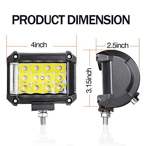 Side Shooter LED Pods, AutoPowerPlus 2Pcs 4" 76W Off Road Driving Fog Lights Flood Spot Combo Light Bar Waterproof LED Cube Work Lights for Truck Jeep Boat ATV UTV SUV Mainre, 2 Years Warranty