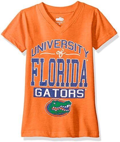 NCAA Florida Gators Children Girls V-Neck Short sleeve Tee,7-8,Orange Crush Blend
