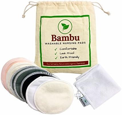 Bambu Washable Organic Nursing Pads (10 Piece) with Laundry Bag