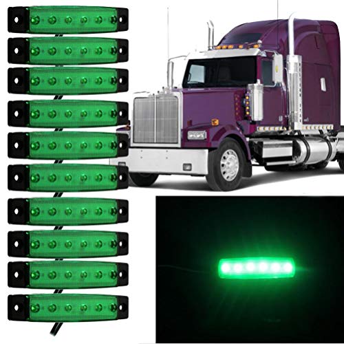 Quaanti Car Styling Vehicle Lights 10x 6 LED Truck Lorries Bus Clearance Side Marker Indicators Light Lamp Amber (Green)