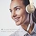On Ear Headphones with Mic, Jelly Comb Foldable Corded Headphones Wired Headsets with Microphone, Volume Control for Cell Phone, Tablet, PC, Laptop, MP3/4, Video Game (White & Gold)