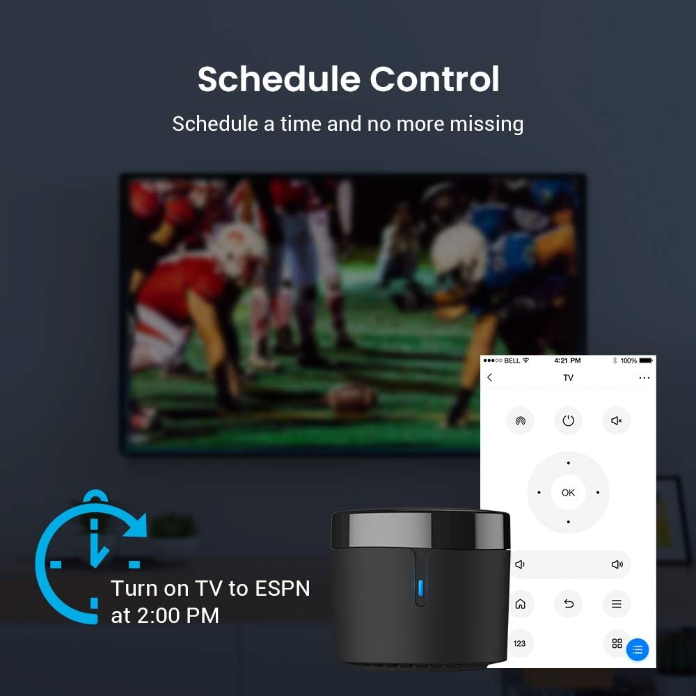 BroadLink Smart Home Hub-WiFi Remote Control IR Blaster for Smart Life Home Automation, TV Remote, Works with Alexa, Google Home, IFTTT (RM4 Mini) - - 