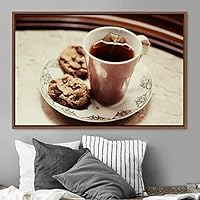 Framed Canvas Wall Art Breakfast Servings Coffee Dark Drinks Farmhouse/Country Group Multicolor Photography Realism - 16x24 inches