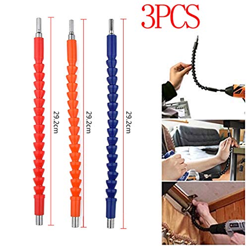 Shan-S 3 Pack Screwdriver Electric Flexible Shaft,Flexible Screwdriver Electric Flexible Shaft Kit with Screwdriver Head Holder,11.8 Inch Magnetic Quick Connect Drive Shaft Tip for Electric Drill