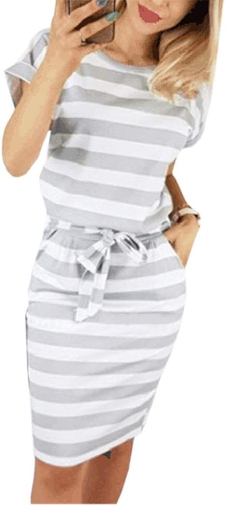 Women's Elegant Wear to Work Casual Pencil Dress with Belt