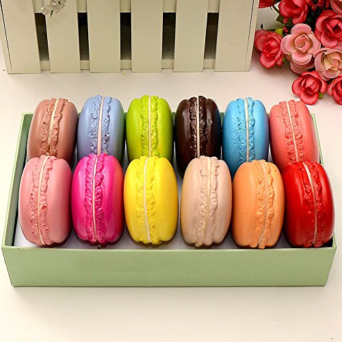 ToiM Simulated Crafts Fake Food High Simulated Dessert Great Imitation Artificial Dummy French Macaroon Fake Macaron (12-pack) (5 cm)