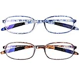 AQWANO 2 Pack Blue Light Blocking Computer Reading Glasses UV Protection Flexible TR90 Frame Lightweight Readers Glasses for Women Men +2.0