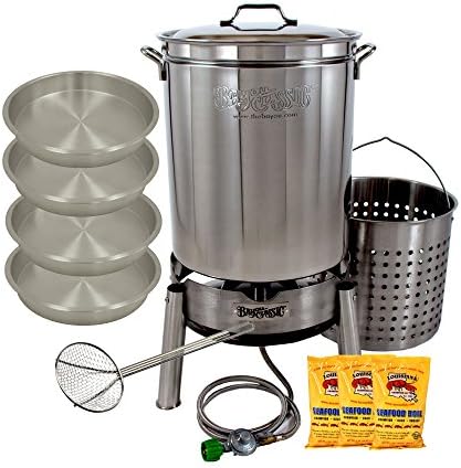 Enterprises Crawfish Cooker Crayfish Complete Cooker Kit 62 Quart Everything Needed in Stainless Steel to Cook A 15 lb Bag Simply Add The Crawfish, Corn, Potatoes, and People