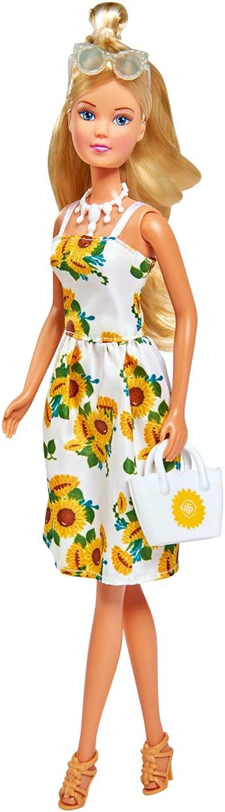 Simba 105733476, Steffi Love Sunflower, Doll in a Fashionable Dress with Sunflowers, Sunglasses, Chain and Handbag - Image 3