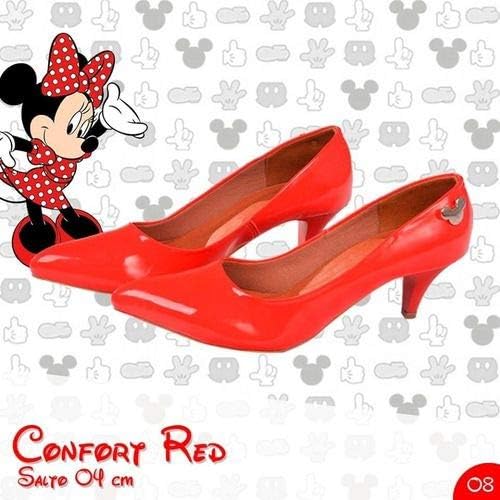 scarpin vermelho verniz salto baixo