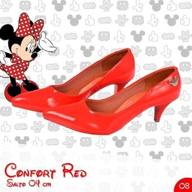 scarpin vermelho verniz salto baixo
