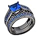 Rongxing Jewelry Couple Blue Sapphire Ring Sets Size 9 Women's Black Gold Wedding