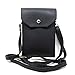 6.3 Inch PU Leather 3 Layers Vertical Cellphone Pouch Bag with Shoulder Strap and Magnetic Button for Apple iPhone Samsung Galaxy and Other Smartphone Black