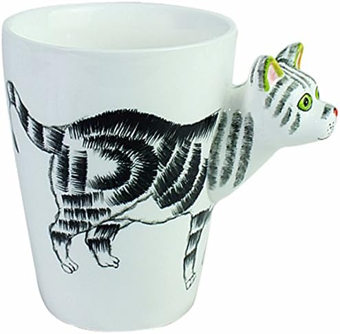 3D Cute Cartoon Miniature Animal Figurine Ceramics Coffee Cup, Best Office Cup &amp; Birthday Gift (Cat)