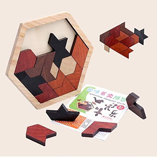 六角形のタングラムの頭の体操解きほぐしパズル幾何学形状のジグソーパズルのおもちゃクラシックな子供と大人のための手作りのパズル B086vj3w 1 104円