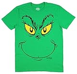 Dr Seuss How the Grinch Stole Christmas Grinch Face Green Graphic T-Shirt - Medium