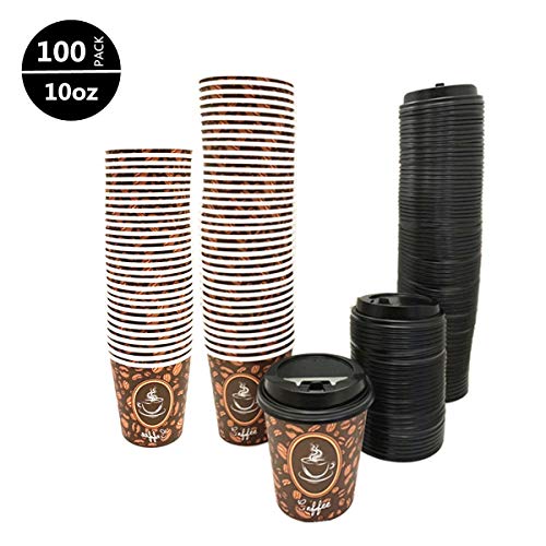 image for Tsyware 100 Pack Quality Disposable Paper Hot Coffee Cups with Recycla