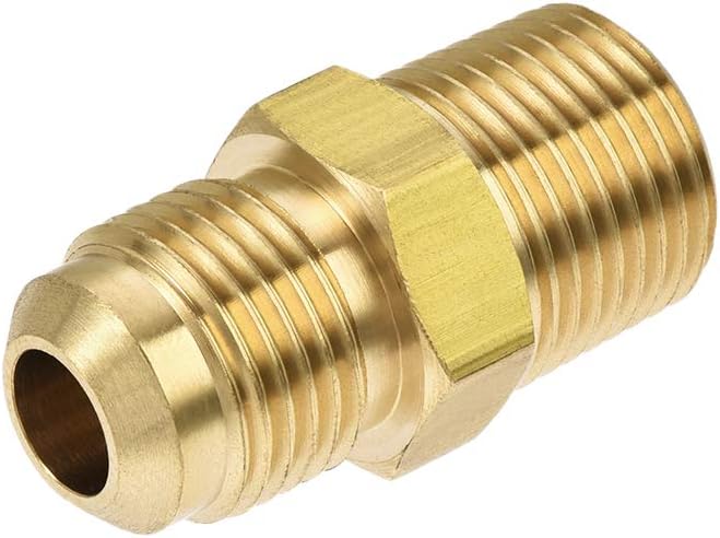 sourcing map Brass Pipe Fitting, 3/8 SAE Flare to 3/8NPT Male Thread, Tubing Adapter Hose Connector - Image 4