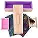 TOPQSC Reinforced Soap Mold, Upgrade Rectangular Silicone Mold with Wooden Box and Lid for 1.2kg DIY Soap Making with Gold Brick Silicone Mold/Wood Soap Holder and 20pcs Color Oiled Paper for Free