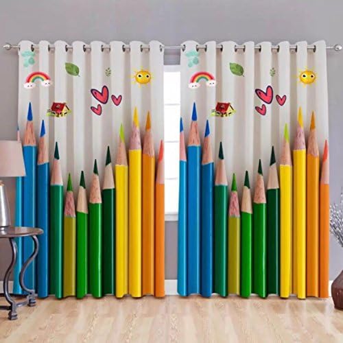 Innovative Edge Polyester Heavy Knitting Digital Print Curtains (Multicolour)