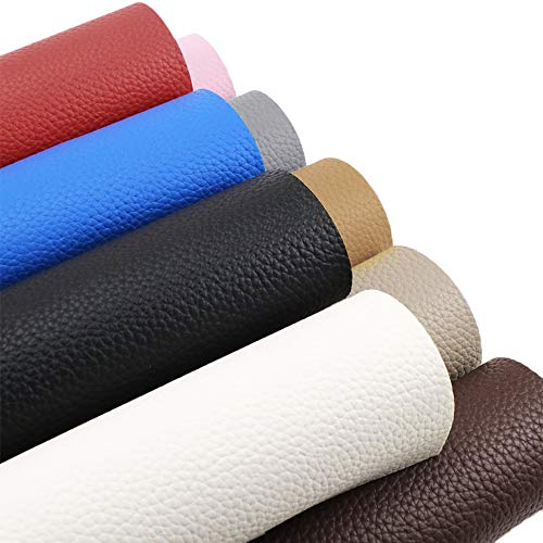 Desirable Life Vinyl Faux Leather Fabric Cotton Back by The Yard for Hand Crafts DIY Tooling Sewing Hobby Workshop Crafting Wallet Making Square 54 Inches Wide 0.03 Inches Thick (Brown)