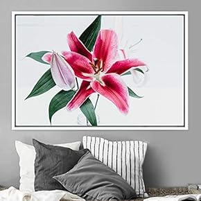 signwin Framed Canvas Wall Art Pink Flower Snapshot...