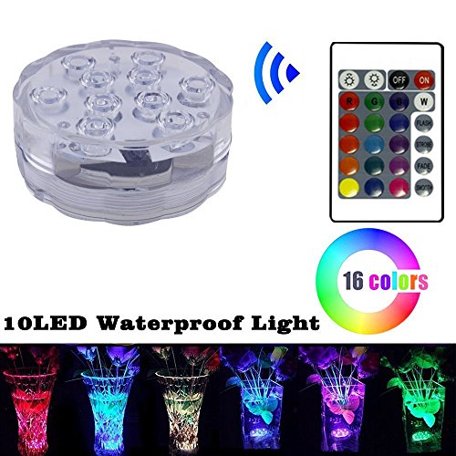 Underwater Submersible LED Lights - Battery Operated Multi Color Changing Waterproof Decorated LED Lights with Remote Control for Aquarium, Hot Tub, Vase Base, Party, Wedding (2 Pack)