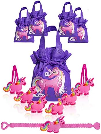Unicorn Party Bags (40 Pieces) - Unicorn Party Favors and Gift Bags | Magical & Adorable Goodie Bags with Fun Toy Jewelry for Girls Birthdays | Add Your Own Candy & Treats