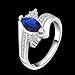 Fashion Lady Jewelry Blue Ocean Diamond Crystal Silver Finger Ring