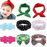 Baby Elastic Hair Hoops Headbands,Girl's Multicolor Hairbands Bunny Ears 8 Pack