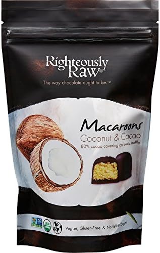 Righteously Raw, Coconut & Cacao Macaroons, USDA Organic Kosher Vegan Chocolate with Antioxidants, 5 Count