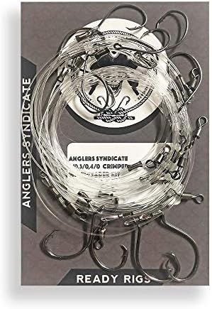 AnglersSyndicate Monofilament Crimped Fishing Leader Multi-Pack 2/0, 3/0, 4/0 Circle Hooks with swivels. Assortment of 12 Leaders per Pack. 4 of Each Hook Size