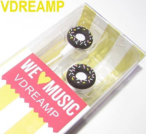 Cartoon Earphone Cute Donut 3D Earbuds In Ear Headphone for Apple Samsung HTC Android Smartphone Tablet MP3 Stereo Wired 3.5 mm Best Gift (Chocolate Donut)