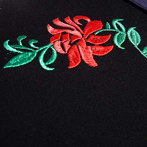 KLGDA Men's Long Sleeve Floral Embroidered Shirts Western Snap Denim Fashion Button Down Shirt Slim Blouse Top