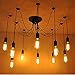 Fuloon Vintage Edison Multiple Ajustable DIY Ceiling Spider Lamp Light Pendant Lighting Chandelier Modern Chic Industrial Dining with Remote Control (10 Head Cable 180cm/70.9inch Each)