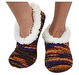 Womens Artisan Yarn Sherpa Snoozies Slipper Socks - Purple, Extra-Large