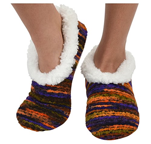 Womens Artisan Yarn Sherpa Snoozies Slipper Socks - Purple, Extra-Large