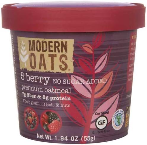 Modern Oats No Sugar Added 5 Berry Oatmeal, 65 Gram -- 12 per case.