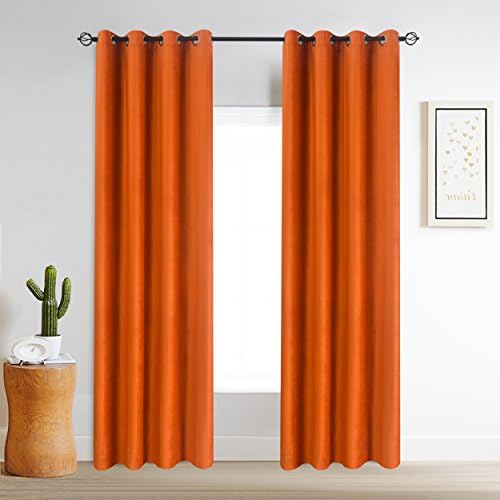Roslynwood Super Soft Luxury Velvet Set of 2 Warm Yellow Blackout Velvet Energy Efficient Grommet Curtain Panel Drapes 96 inch length
