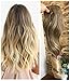 17 Inches One Piece Half Head Wavy Curly Ombre Clip in Hair Extensions 120grams (Medium ash brown to blonde)