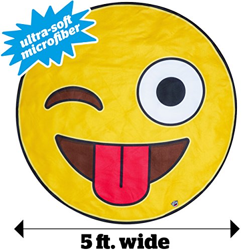 image for BigMouth Inc Giant Crazy Face Emoji Beach Blanket, Oversized Beach Tow