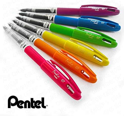 Pentel Tradio Pop Art Range - 0.7mm Gel Rollerball - Black Ink - Set of 6