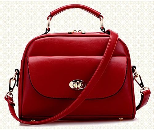Outdoor Portable big bag by Eyedow Kingdom PU Leather Handbags Crossbody Shoulder Pretty Girls and Women (Red)