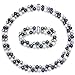 Sterling Silver 2-rows 6.5-7mm Dyed Multi-dark Freshwater Cultured Pearl Necklace and Bracelet Set