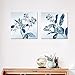 Mon Art Retro Blossom Flower Orchid painting Canvas Print wall art blue leaves white Magnolia floral pictures Pure Fresh Contemporary home decor Framed Artwork for Bathroom living room Decoration 2pcs