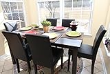 7 pc Espresso Leather Brown 6 Person Table and Chairs Brown Dining Dinette - Espresso Brown Parson Chair